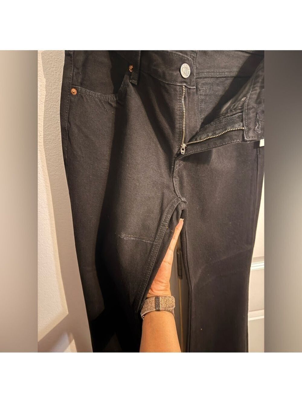 Women's RE/DONE Black 70s Low Rise Bell Bottom Flare Jeans Size 27 $285 Retail - Picture 12 of 14